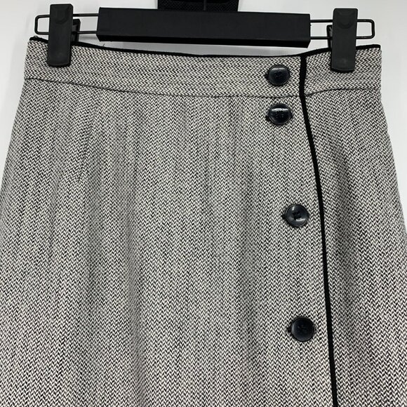 H&M Skirt Herringbone Button Down Pencil Straight High Waist - Picture 2 of 11
